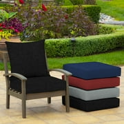 ARDEN Outdoor Deep Seat Cushion Set, 24 x 24, Water Repellant, Fade Resistant, Deep Seat Bottom and Back Cushion for Chair, Sofa, and Couch, Black Leala