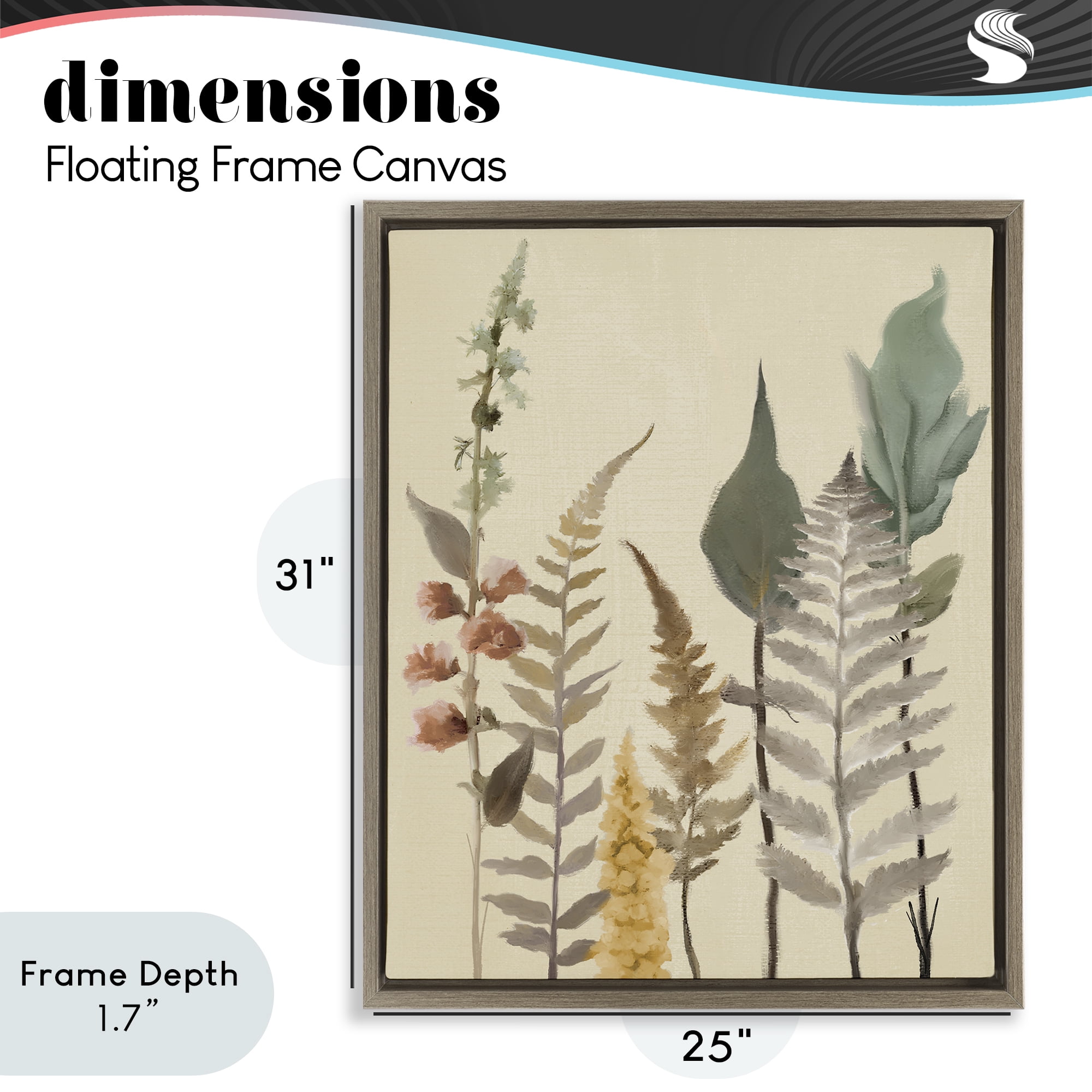 Stupell Industries Fall Botanicals Forest Ferns Brown Framed Floater Canvas Wall Art, design by Elizabeth Medley