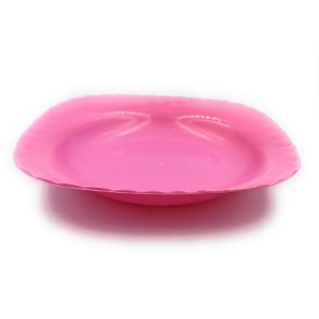10 PLATOS Sopero CUADRADO LISO DE PLASTICO GE COLORES 20 X 3.5 rosa