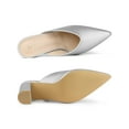 thumbnail image 4 of BLISSFUL STEP Women's Pointed Toe Chunky Heels Slides Mules Silver (Size 8), 4 of 7