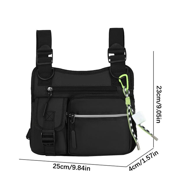 Leodye 1PCS Sac de Poitrine Réglable Réfléchissant - Sac Bandoulière Multifonctionnel pour Rue et Extérieur - 9,84 X 1,57 X 9,06 Pouces