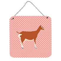 Carolines Treasures BB7881DS66 Toggenburger Goat Pink Check Wall or Door Hanging Prints, 6 x 6 in.