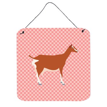 Carolines Treasures BB7881DS66 Toggenburger Goat Pink Check Wall or Door Hanging Prints, 6 x 6 in.
