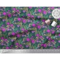 thumbnail image 2 of Soimoi Moss Georgette Fabric Leaves & Azalea Floral Print Fabric by Yard 42 Inch Wide, 2 of 3