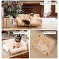 thumbnail image 5 of CheerPals Raised Cat Bed, Elevated Wooden Cats Sofa Fluffy Pets Lounge Chair, off-White(27.2"X18.6"X11.8), 5 of 9
