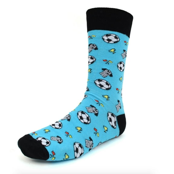 Urban-Peacock Men's Novelty Fun Crew Socks - Soccer Referee Blue -1 Pair