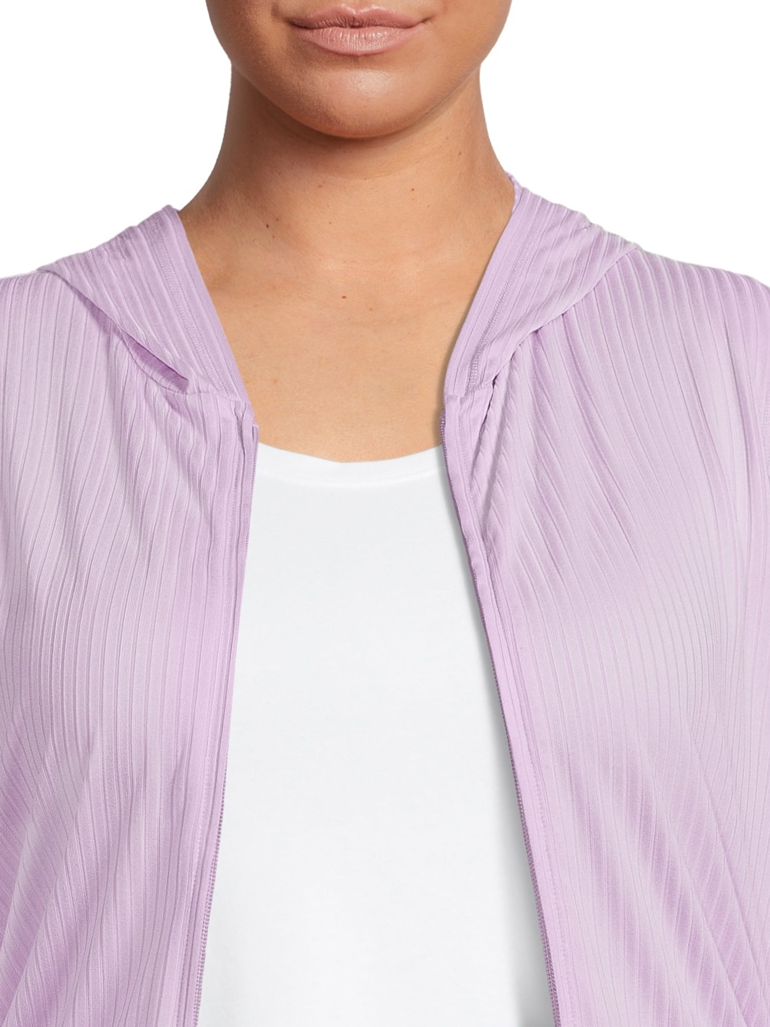 Secret Treasures Women's Ribbed Full Zip Hoodie and Pants Set, 2-Piece