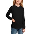 thumbnail image 3 of dazeni Girls Long Sleeve Athletic Shirts Kids Crewneck UPF 50+ Quick Dry Workout Yoga Tops Basic Tees Activewear Sun Protection Black, 3 of 8
