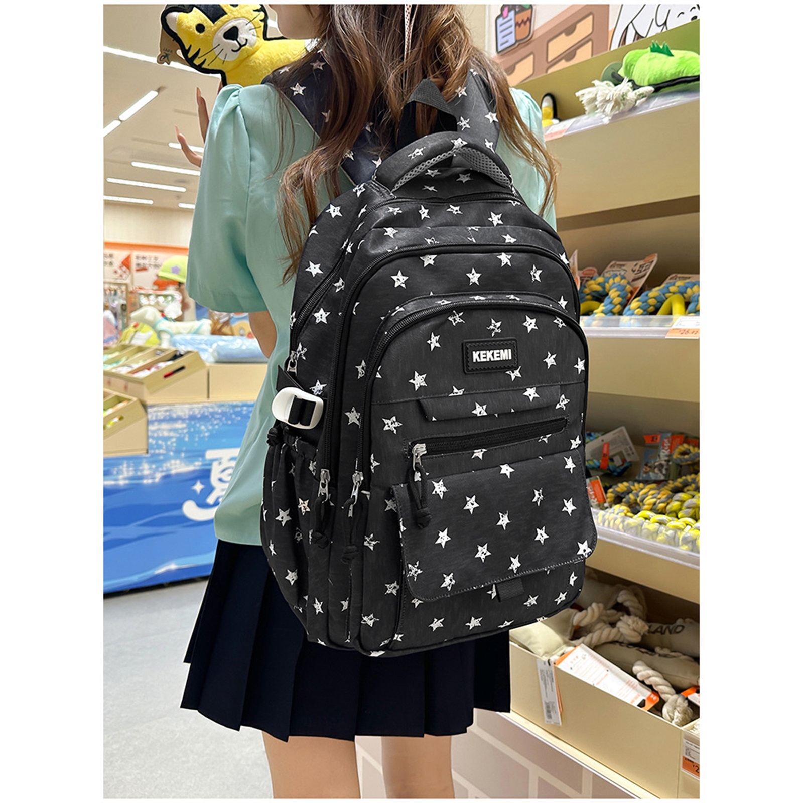 Mochila escolar para niñas y niños, para primaria y secundaria, para viajes, para edades 6-14 (negro) 6