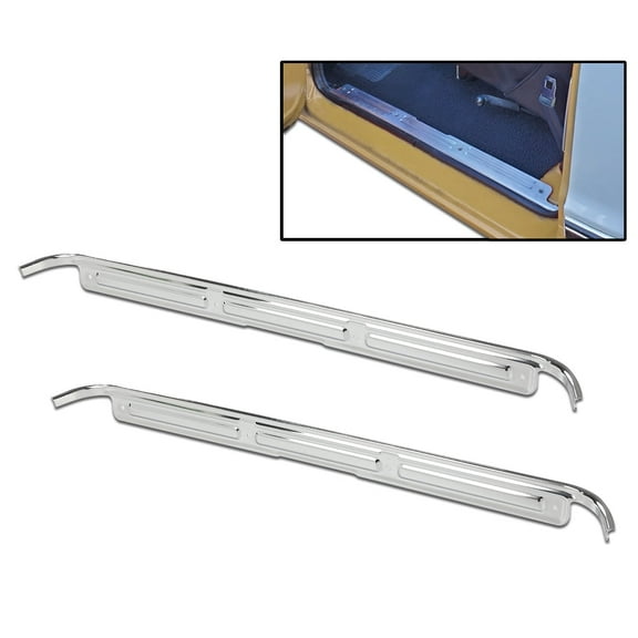 PIT66 Chrome Door Sill Plates Pair w/Hardware Fit for 1967-1972 Chevy C10 GMC Truck