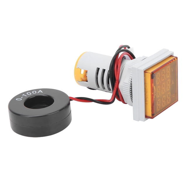Voltmeter, Small 3-Digit Display Single-Phase Ac Multifunction Ammeter, For 20-75 Hz 0-100A Yellow