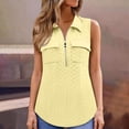 thumbnail image 5 of Pxxlle Eyelet Tops for Women Summer Casual Quarter Zip Tank Top with Pocket Loose Fit Sleeveless Beach Vacation Shirts Yellow M, 5 of 10