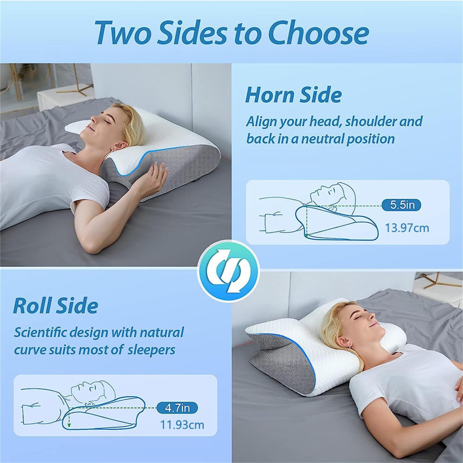 Neckhaven Pillow Hospitality Collection, Neckhaven Pillow, Neck Haven Pillows, The Neck Haven Enhanced Thickness Pillows, Contoured Support Pillows for Side Back Stomach Sleepers (2pcs A)