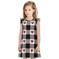 thumbnail image 1 of Balery Heart Black Buffalo Plaid Gingham Camisón de princesa para niñas, pijama de algodón con mangas abullonadas, suave y bonito.-XX-Large, 1 of 6