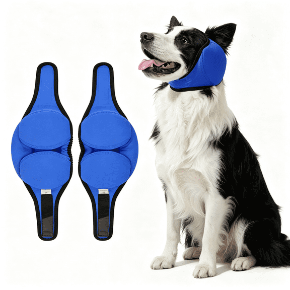 AUQ Dog Ear Covers for Bath,Shower,Elastic Dog Ear Muffs Noise Reduction Anxiety Relief,No Flap Ear Wrap Calming Hood for Grooming,Blow Dry,Thunder,Waterproof Ear Protection for Dogs