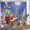thumbnail image 3 of Christmas Santa Claus Shower Curtain Set Winter Merry Xmas Reindeer Snowflake Snowman Decor Durable Polyester Fabric 72"x72", 3 of 7