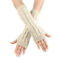 thumbnail image 2 of Gants d'Hiver en Laine Tricotée à Demi-Doigt pour Femmes, 2 of 5