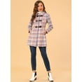 thumbnail image 3 of INSPIRE CHIC Women's Toggle Duffle Turn Down Collar Plaid Mid Length Peacoat, 3 of 6