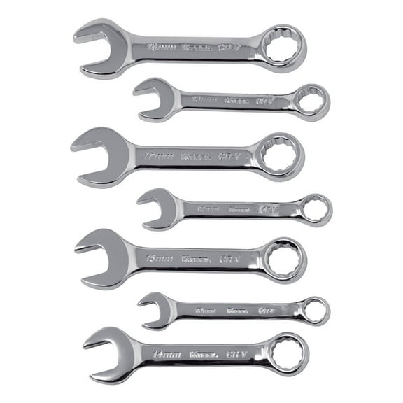 K-Tool 41700 7-pc Metric Short Polished Chrome Combination Wrench Set