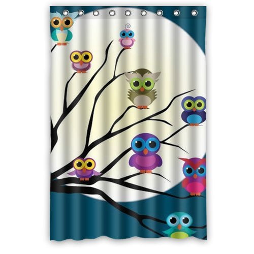 HelloDecor Owl Shower Curtain Polyester Fabric Bathroom Decorative ...