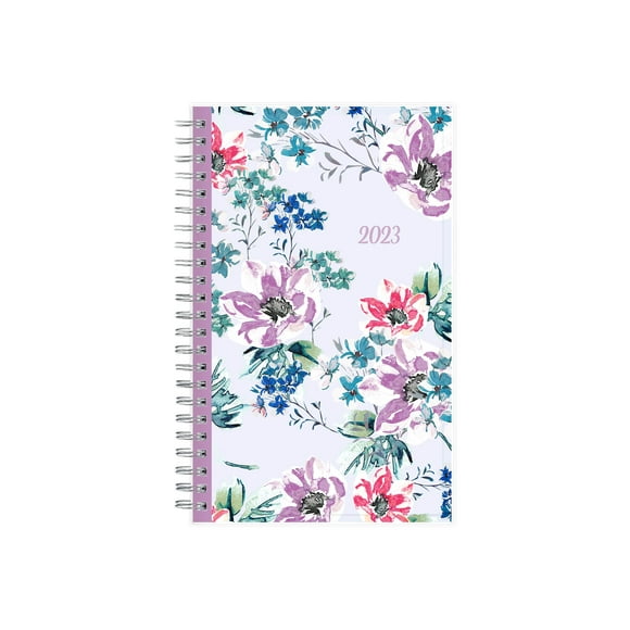 Blue Sky - Weekly/monthly planner - 2023 - week/month to view - wire-bound - Junior Legal (5 in x 8 in) - laila floral pattern