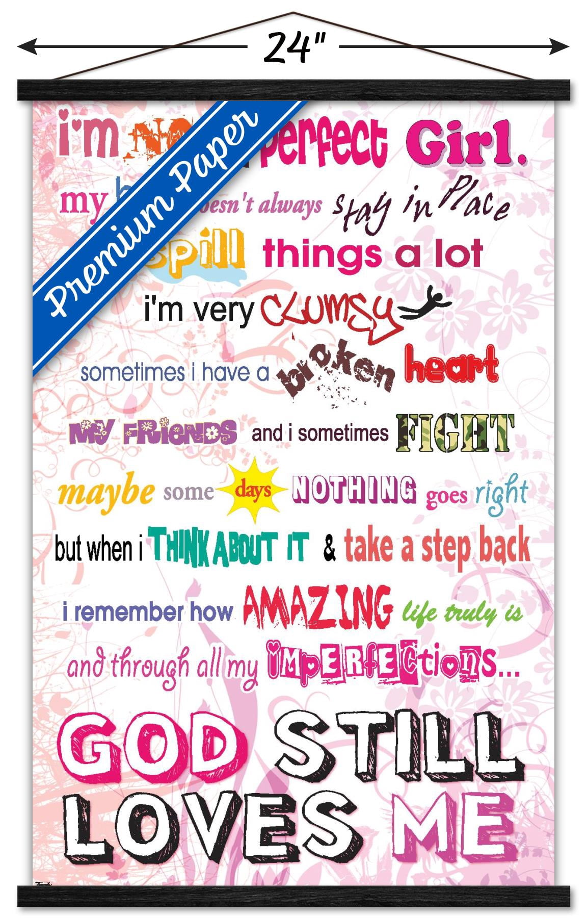 I'm Not Perfect Wall Poster with Wooden Magnetic Frame, 22.375" x 34"