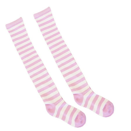 High Long Stockings Garter Belt and Stockings Over Knee Socks Christmas Suspenders Lingerie for Women Party Socks Knee High Long Striped Stocking Socks 1 PairWhite (2PACK)