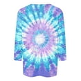 thumbnail image 4 of SOOMLON 3/4 Sleeve Shirts for Women Plus Size Tunic Cotton Tops Casual Round Neck Shirts Funny Tie Dye Print T Shirts 2025 Trendy Spring Summer Ladies Tops Loose Fit Boho Basic Outfits Pullover S, 4 of 5