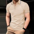 thumbnail image 1 of pstuiky camisetas de hombre, Camisa informal de manga corta con cuello vuelto y botones para hombre, color liso, con bolsillos camisas casuales para hombre l, 1 of 6