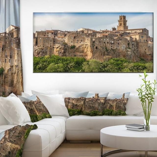 Pitigliano City on the Cliff in Italy - Large Landscape Canvas Art