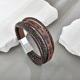 thumbnail image 4 of Mens Leather Cross Bracelet Multilayer Braided Wristband Bangle Bracelets with Stainless Steel Buckle Religious Gift for Men, 4 of 6