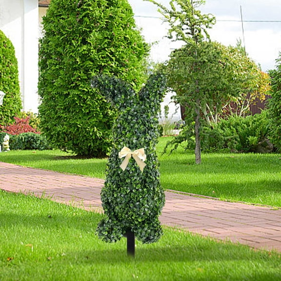 dajkiuy Artificial Green Plant Stakes, Simulation Grass Flower Rabbits Stakes, Garden Decoration for Outdoor Lawn, Spring Florals for Yard, Easter Pathway Decor