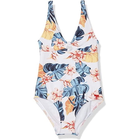 ROXY GIRLS SWIMSUIT - BEAUTIFUL MIND SZ 7 - WHITE PRINT ONE PIECE BIG GIRLS