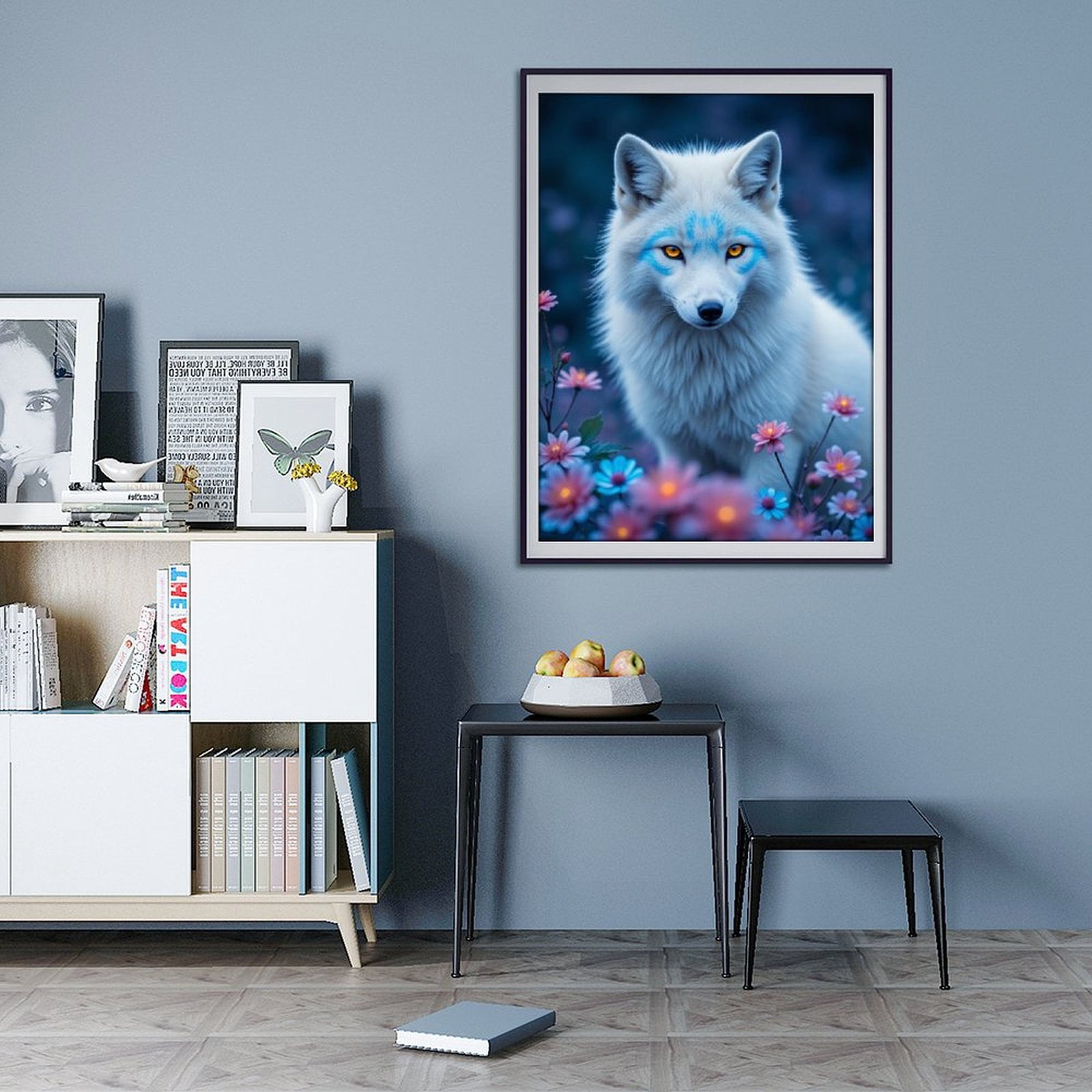 Diamond Art Kit for Adults, Enchanted Fox With Vibrant Flowers Diamond Painting for Adults Beginners, DIY Diamond Art Painting Kits, 5D Diamond Painting Crafts for Home Decor 12x16 Frameless