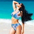 thumbnail image 3 of PAYOHTO Women's Cross Front Bikini Set with High Elasticity Soft Padding Palm Tropical Pattern Exotic Bathing Suit Crop Top Swimsuit, 3 of 9
