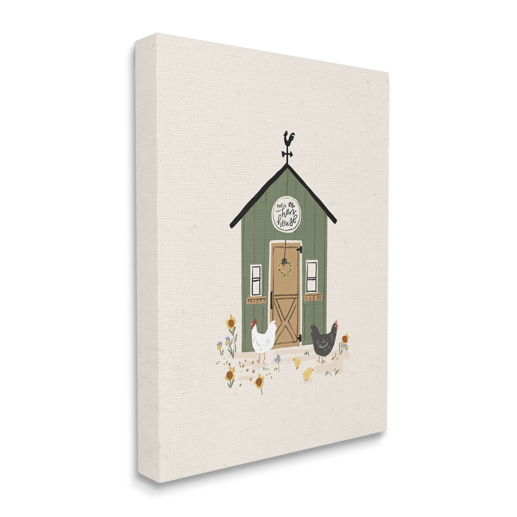 Green Hen House Chicken Farm Animals & Insects Graphic Art Gallery Wrapped Canvas Print Wall Art