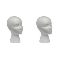 Female Styrofoam Mannequin Head Model Wig/Hat Display Stand Art Work Painting Novelty Foam 2PCS