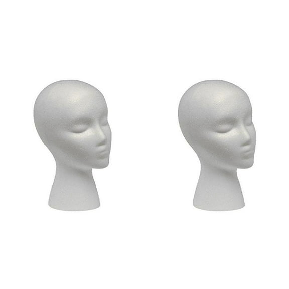 Female Styrofoam Mannequin Head Model Wig/Hat Display Stand Art Work Painting Novelty Foam 2PCS