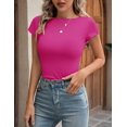 thumbnail image 4 of Crop Workout Tops for Women Pack Summer Short Sleeve Gym Athletic Compression Shirts Cute Tight Basic Tops Tee, 4 of 6