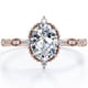 thumbnail image 1 of Anillo de compromiso JeenMata de 1,5 quilates con bisel de filigrana vintage, forma ovalada, moissanita y 5 piedras milgrain, chapado en oro rosa, 1 of 6