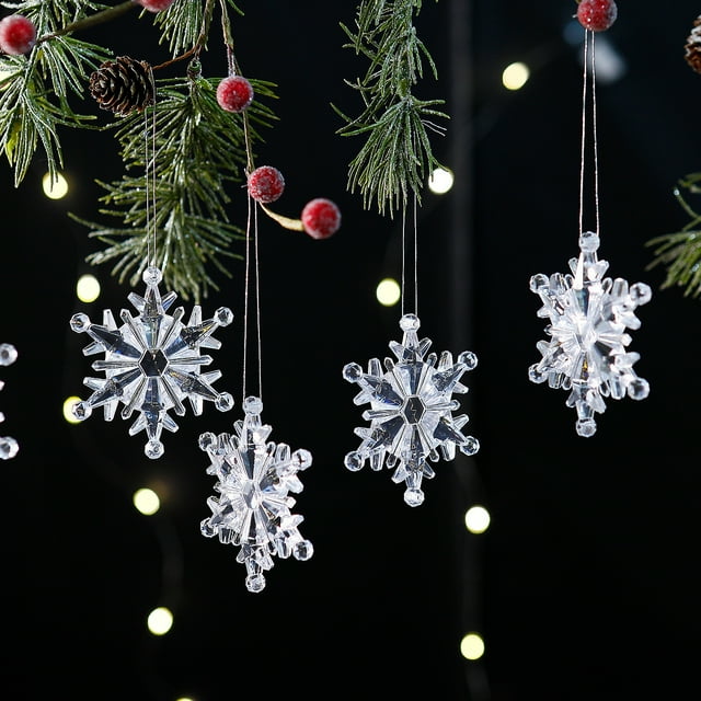 Suncoda Snowflake, 6Pcs Acrylic Christmas Snowflake Decoration Window Display Christmas Tree Pendant Small Pendant