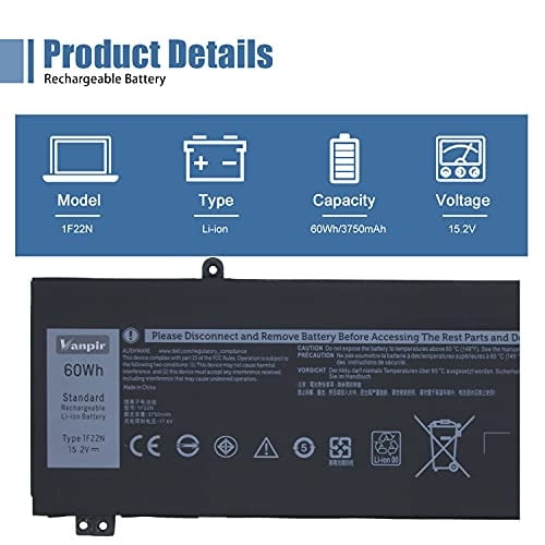 Batería para Laptop VANPIR 1F22N 15.2V 60Wh 3750mAh 4 Celdas Compatible