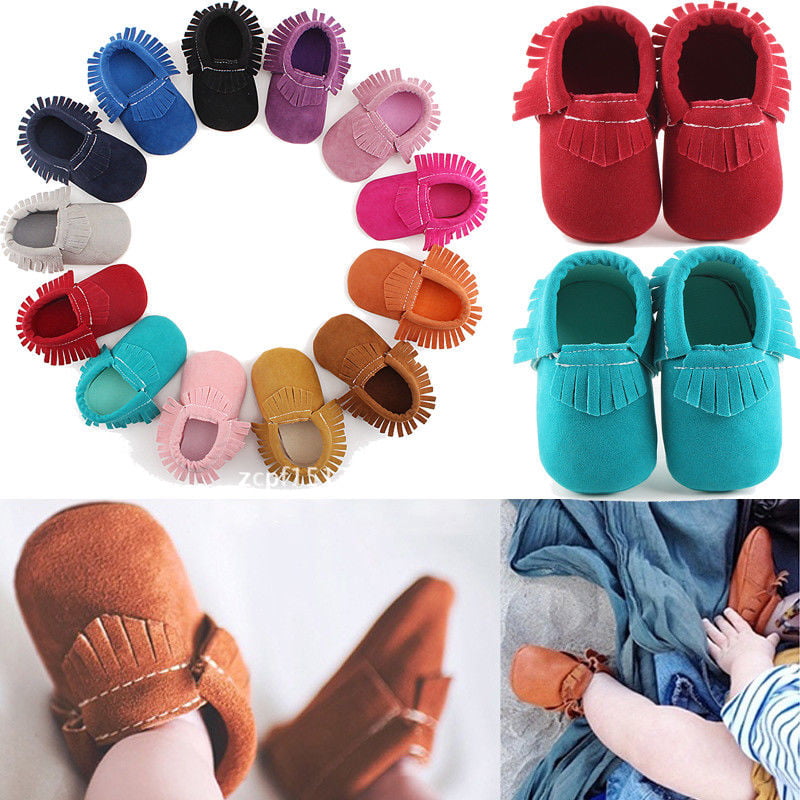 NEW Baby Soft Sole suede/Leather Shoes Infant Boy Girl Toddler Moccasin 0-18m 
