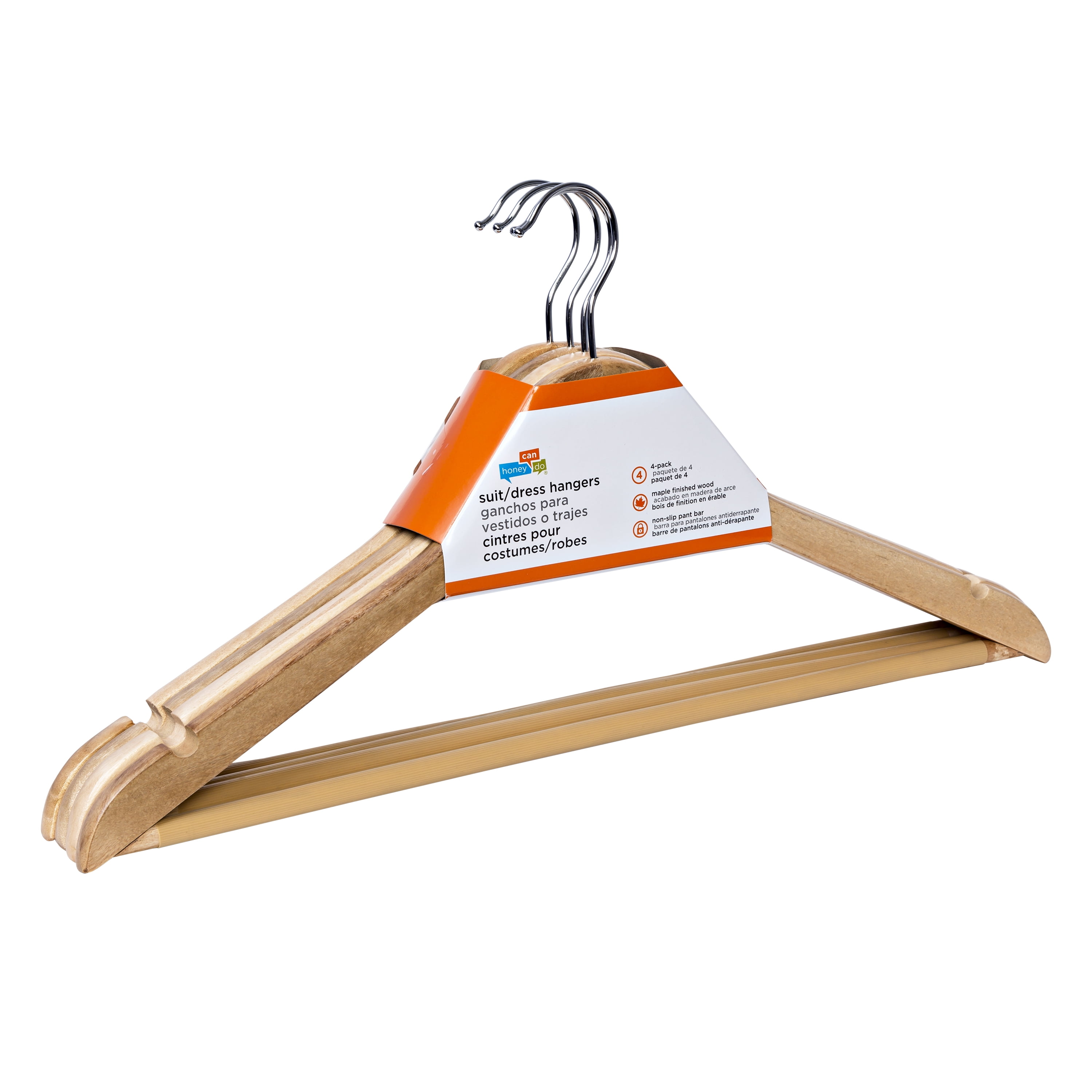 Honey Can Do 24 Pack Non-Slip Swivel Hook Wood Hangers - White