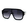 thumbnail image 3 of Oversized Shield Racer Plastic Retro Sunglasses Black Smoke, 3 of 4
