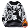 thumbnail image 4 of Suéter de punto de invierno para hombre y mujer, jersey de punto grueso y cálido de vellón navideño, informal, holgado, con cuello redondo, 4 of 4