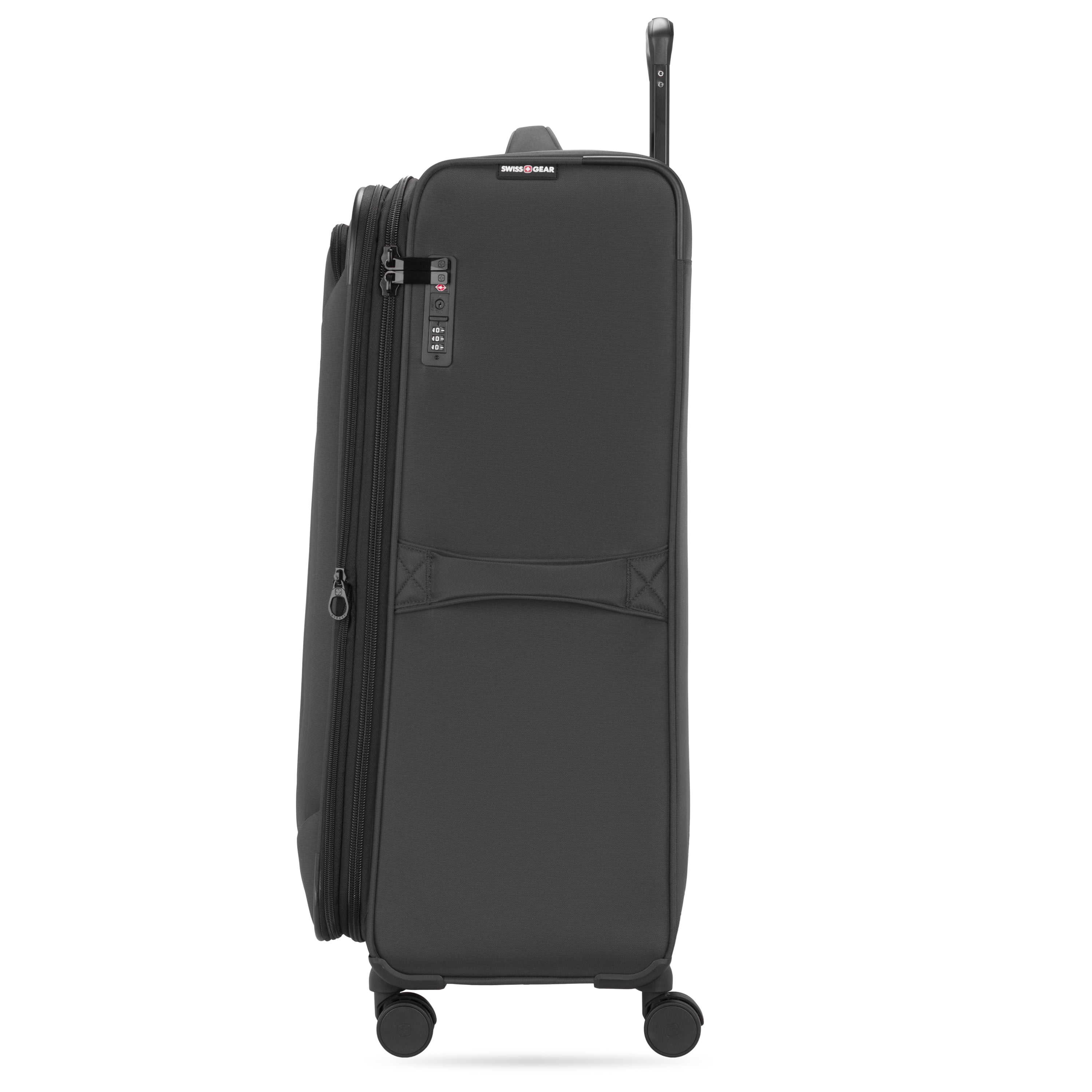 SWISSGEAR Stride 3-Piece Expandable Spinner Luggage Set, Dark Gray, with 8 Wheels and Built-in TSA Lock