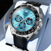OLEVS Watches for Men Chronograph Multifunction Sport Silicone Luxury Dress Moon Phase Quartz Male Watch Waterproof Mens Wrist Watches Reloj para Hombre,plated golden/Black/White/Blue/Grey Dial