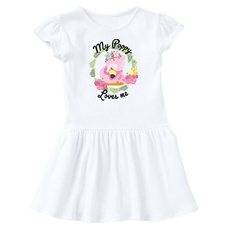 

Inktastic Baby Flamingo My Poppy Loves Me with Flower Wreath Gift Baby Girl Dress