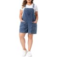 thumbnail image 2 of Agnes Orinda Women's Plus Size Denim Overall Shorts Adjustable Jean Straps Rompers Cropped Jumpsuit with Pocket 3X Grey Blue, 2 of 6